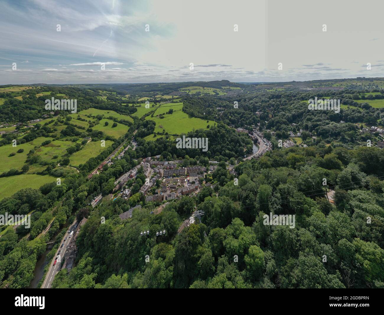 Matlock Bath Aerial Drone View Derbyshire Foto Stock