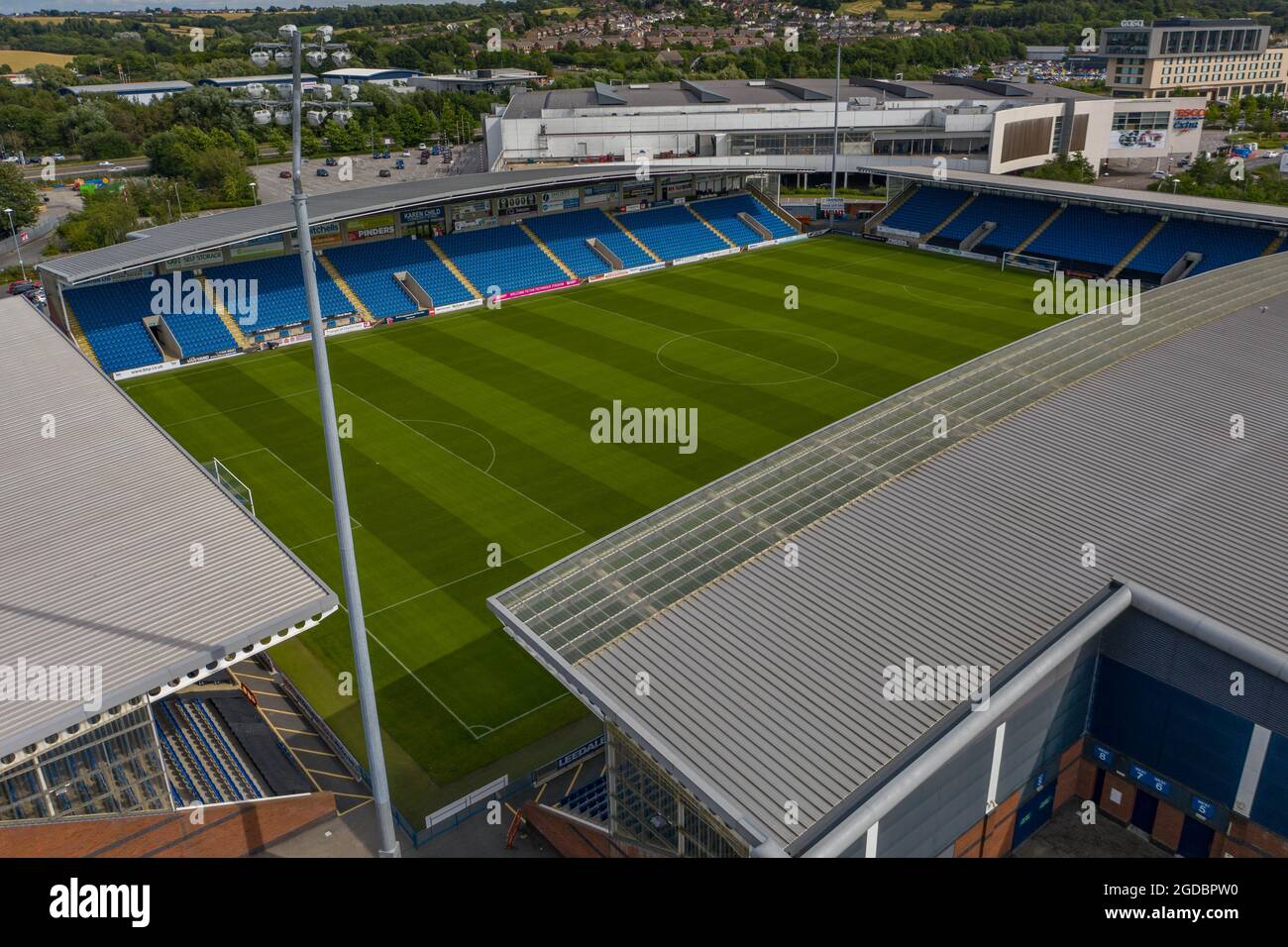 Chesterfield Football Club Stadio tecnica Stadio Aerial Drone View Foto Stock