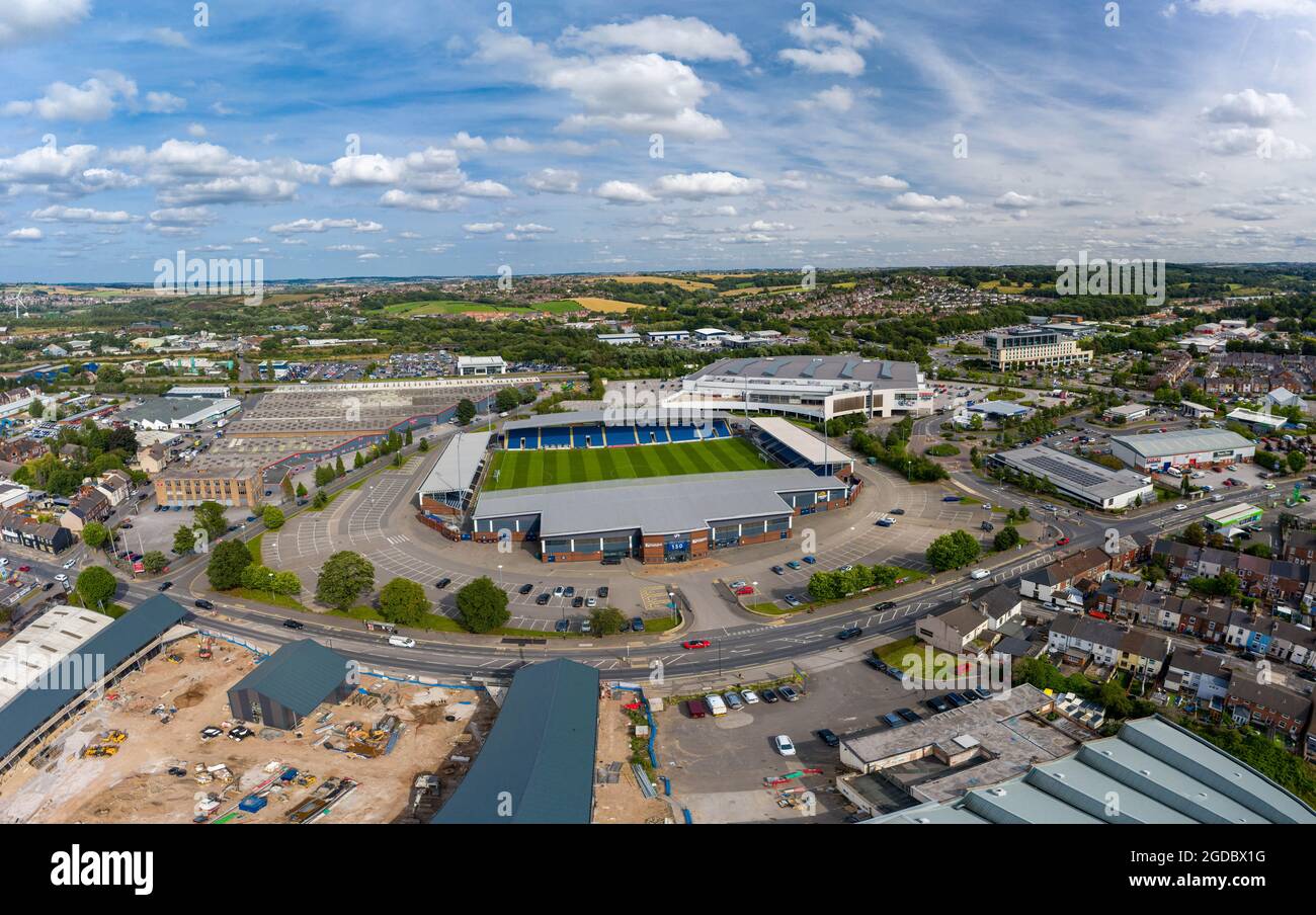 Chesterfield Football Club Stadio tecnica Stadio Aerial Drone View Foto Stock