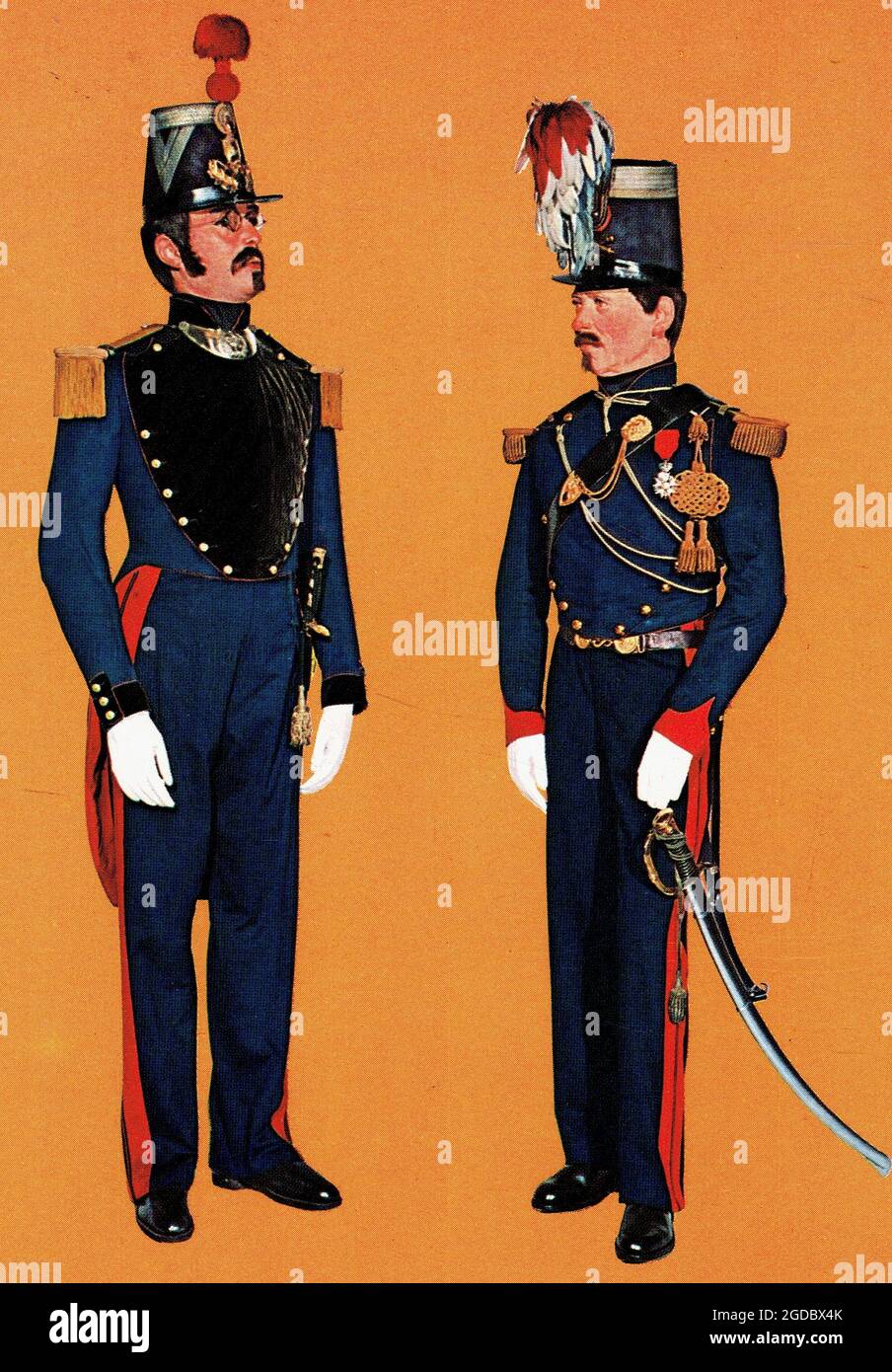 capitaine du génie et lieutenant colonel d'artillerie montée en 1845 Foto Stock