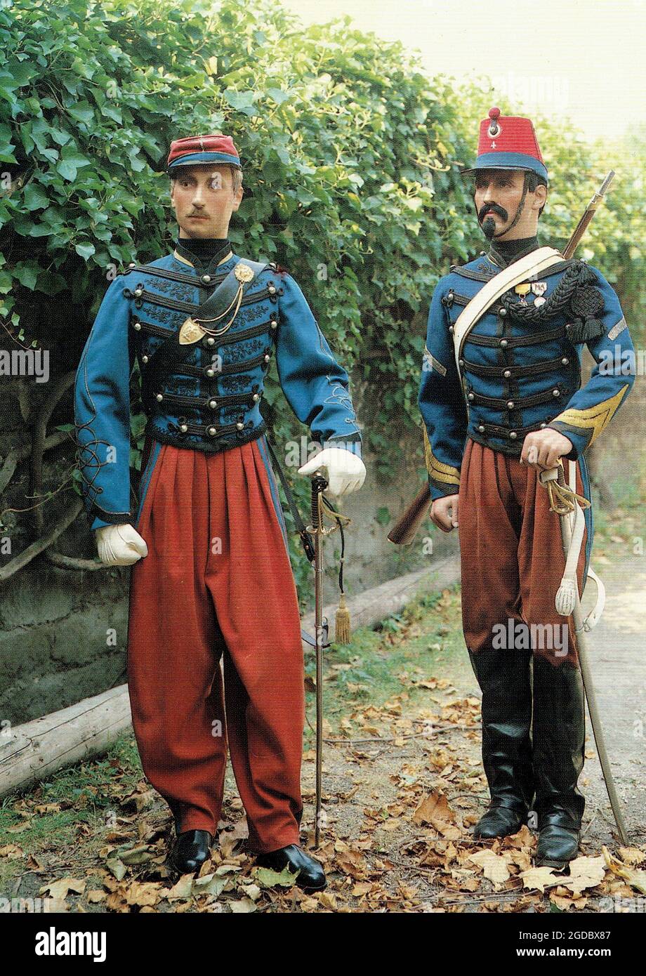 officier et cavalier des chasseurs d'Afrique 1870 Foto Stock