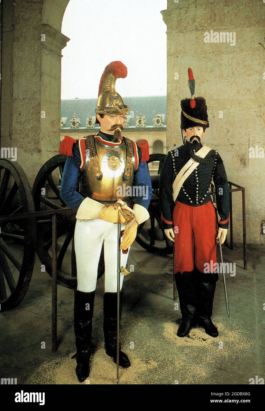 cavalier du 1er carabiniers et cavalier du 3e chasseurs à cheval sous le second Empire Foto Stock