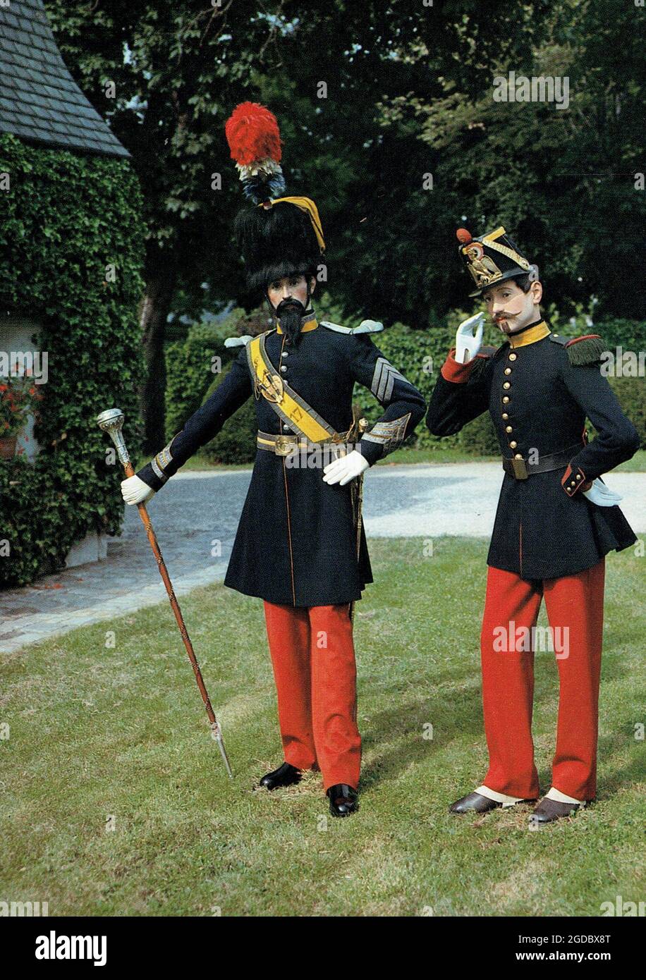 tambour major du 17e RI et fusilier de ligne sous le Second Empire Foto Stock