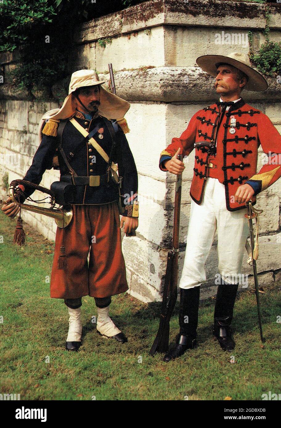 voltigeur du 81e de ligne et cavalier de contre-guérilla Mexique Second Empire Foto Stock