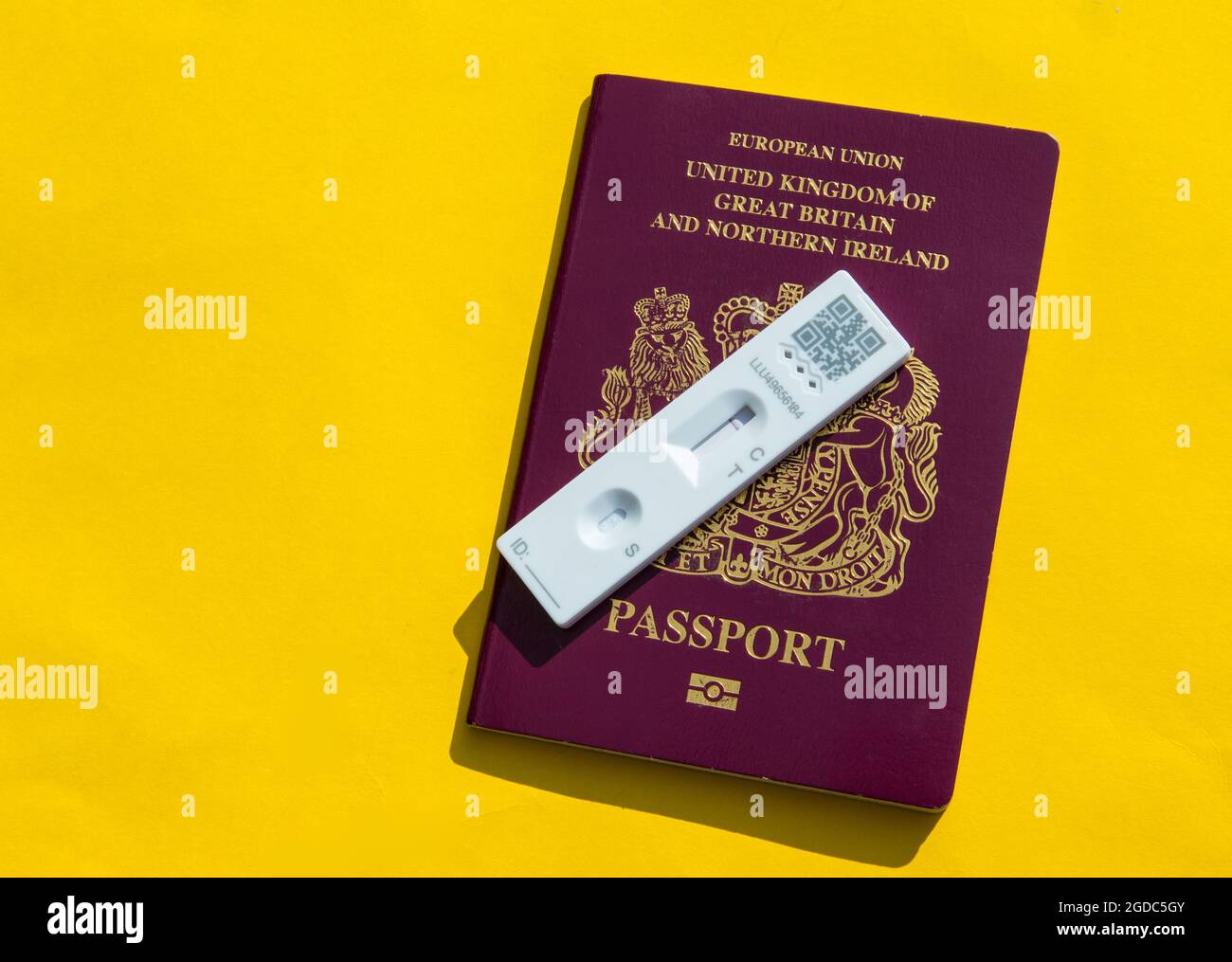 Prova del passaporto e della covid Foto Stock