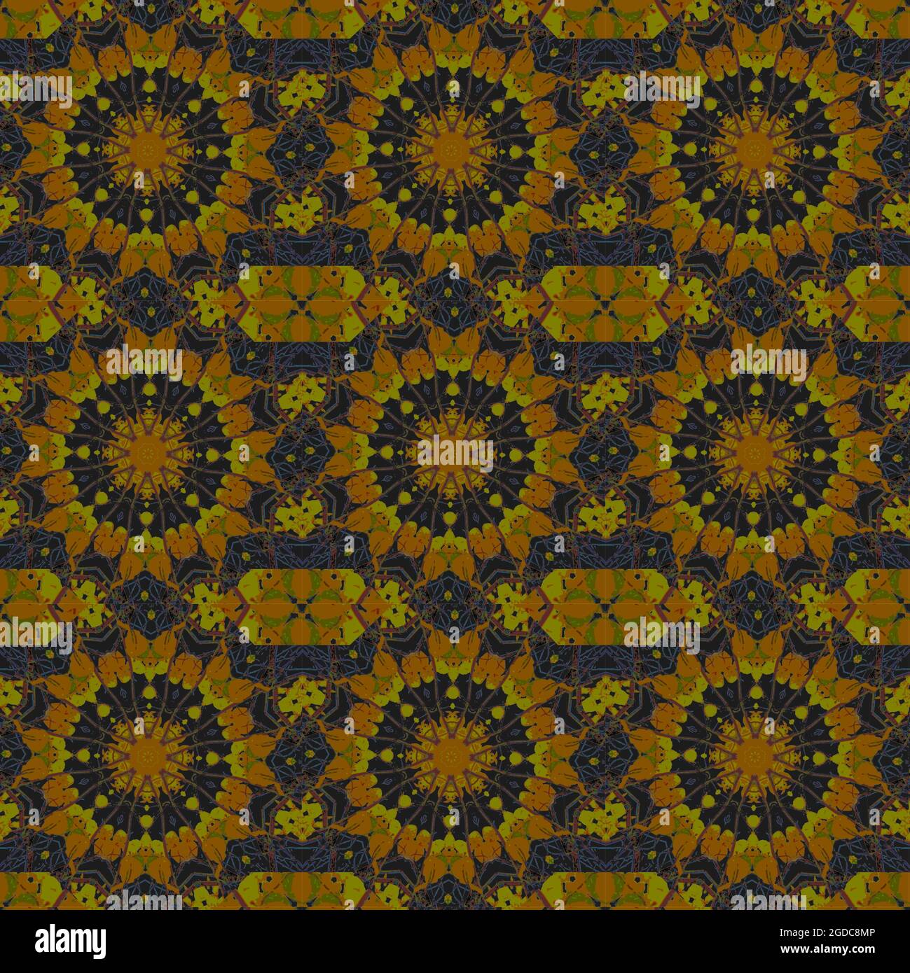 motivo circolare giallo arancione grigio Foto Stock