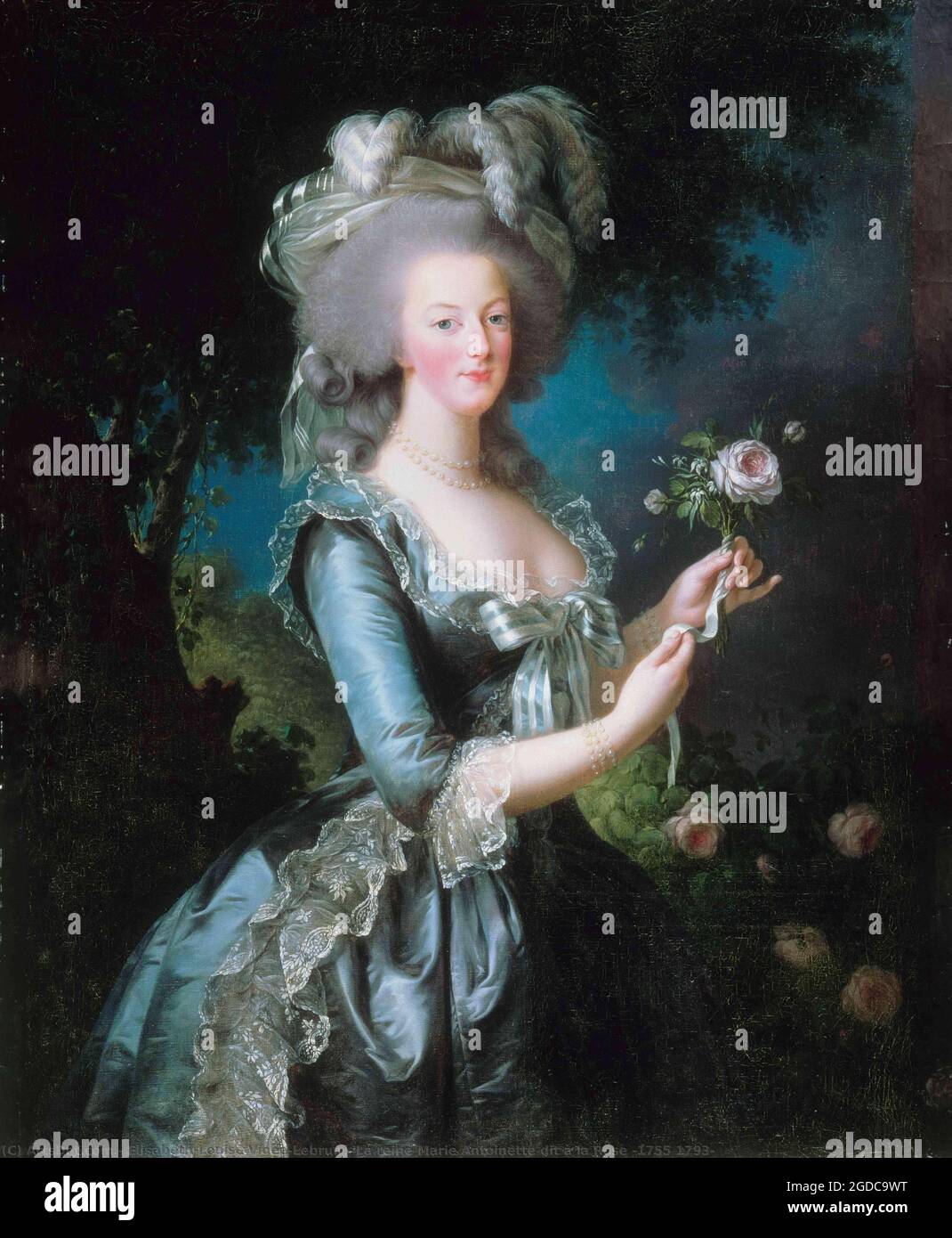 Titolo: Maria Antonietta con una rosa, 1783 artista: Elisabeth Louise Vigée-Lebrun Medio: Olio su tela dimensioni: 113 x 87 cm Foto Stock