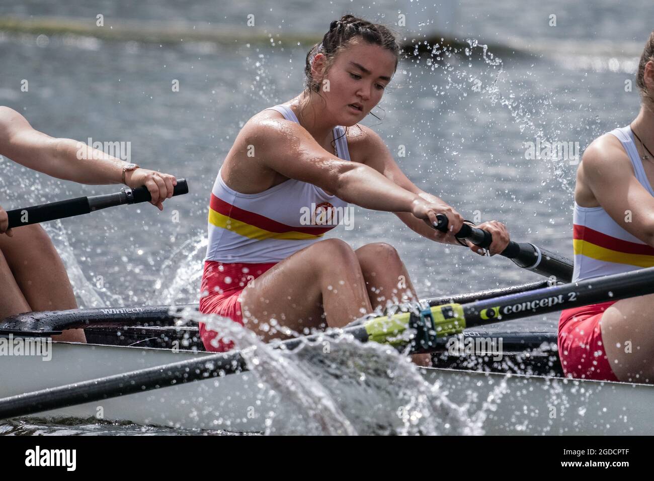 Henley Royal Regatta torna dopo essere stato annullato per la prima volta nella sua storia di 182 anni. Oxfordshire, Regno Unito. Foto Stock