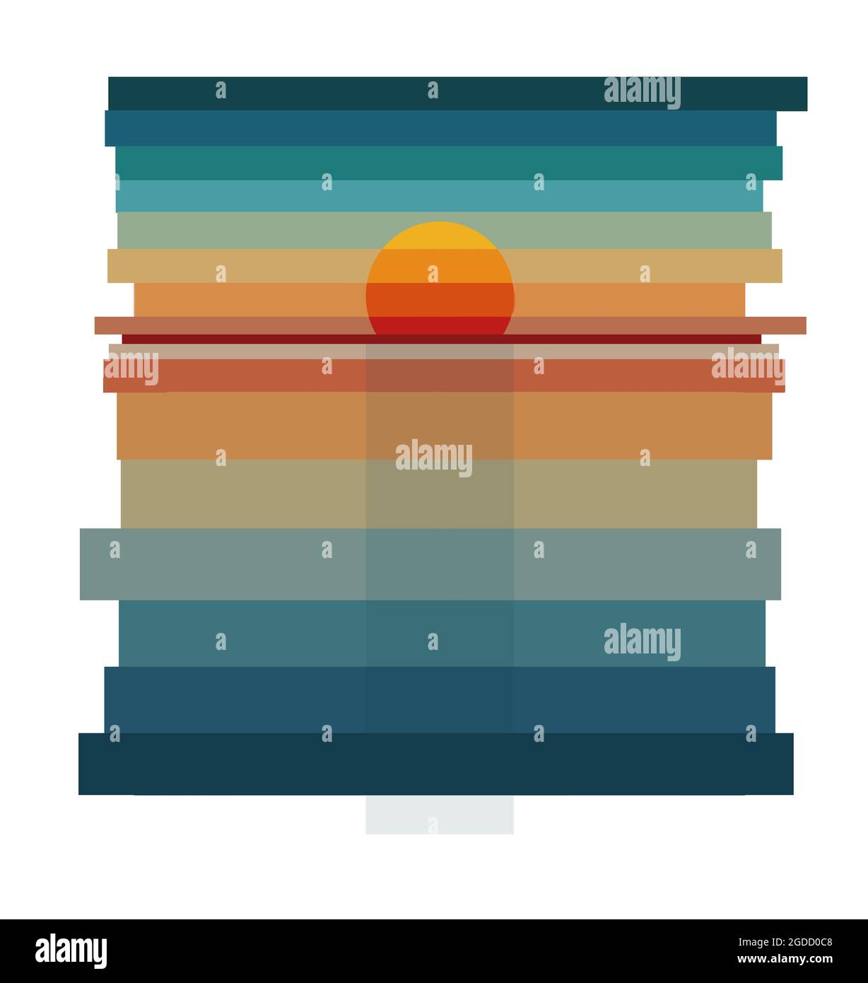Strisce colorate pastello sono viste in questa illustrazione 3-d di un tramonto. Foto Stock