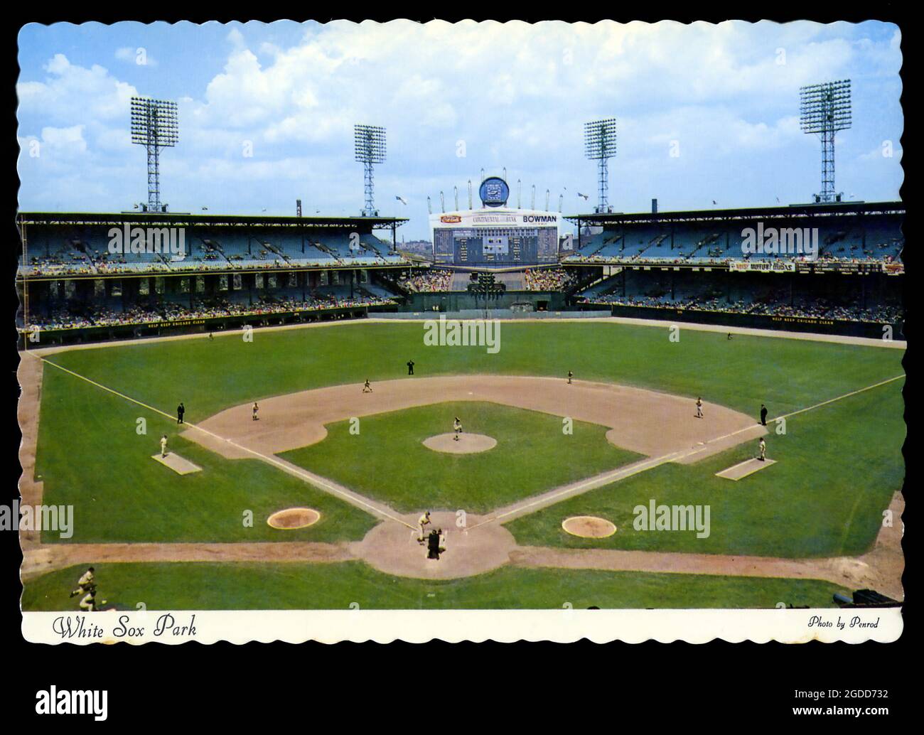 Cartolina d'epoca con bordo a deck raffigurante il White Sox Park a Chicago, Illinois. Foto Stock