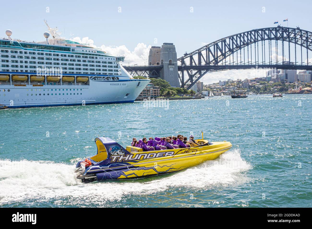 Sydney Australia, Harbour Bridge, Harbour Harbour East Circular Quay, nave da crociera porto Water Thunder Jet escursione in motoscafo, Foto Stock