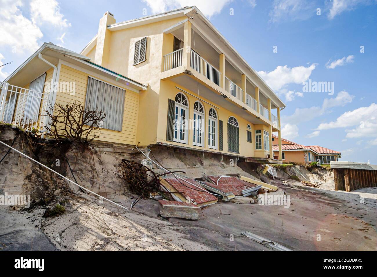Vero Beach Florida meteo uragano Jeanne danni vento, tempesta tempo distruzione spiaggia casa onda casa erosione marea aumento, Foto Stock