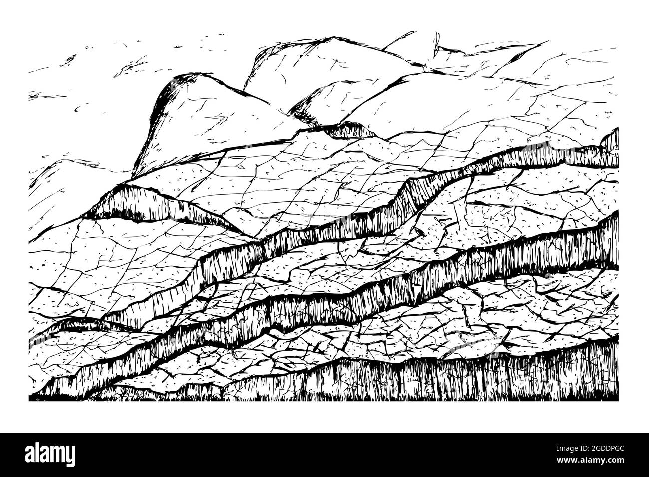 Disegno a mano vettoriale Crack di schizzo e Dry Land Illustrazione Vettoriale