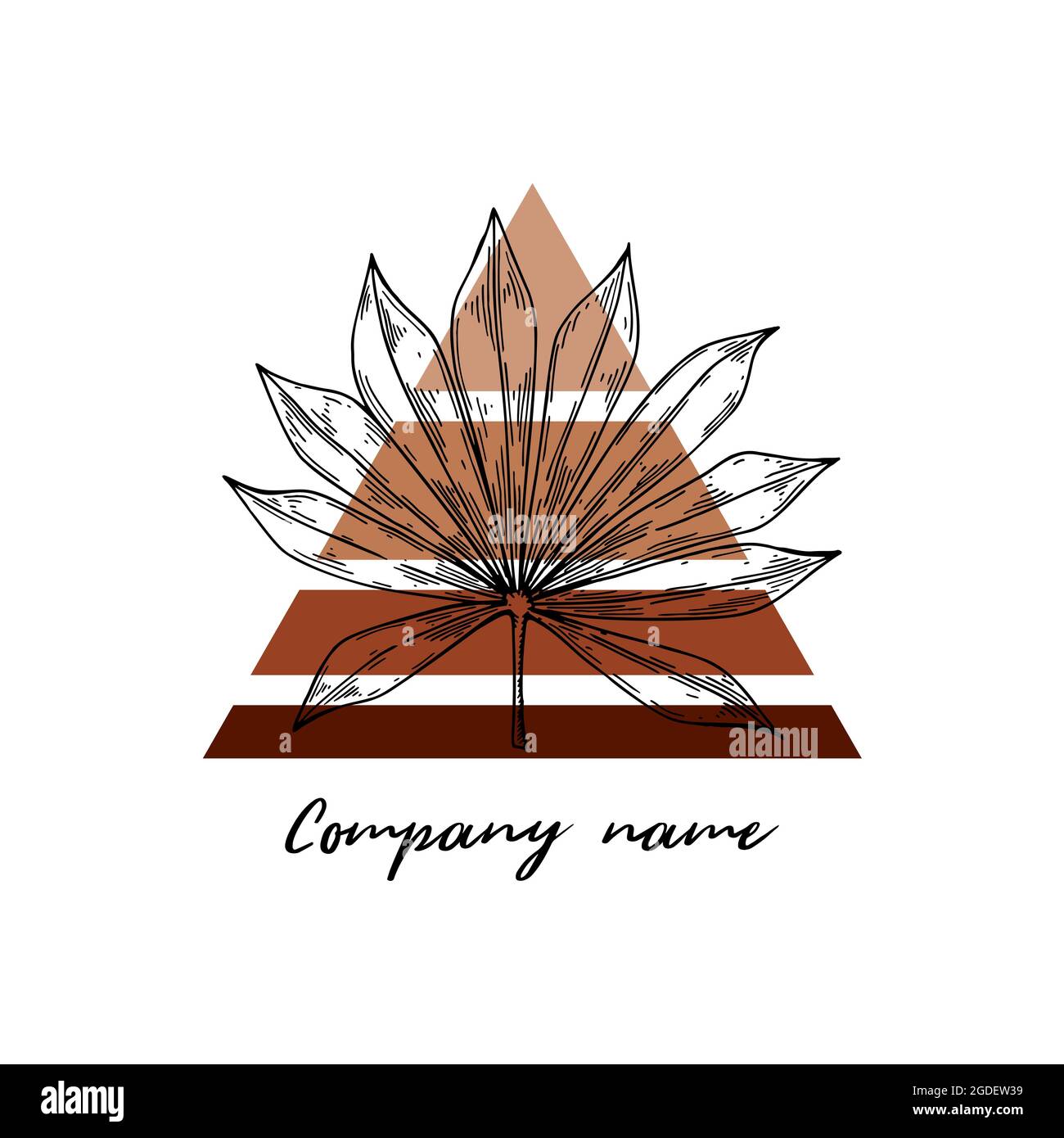 Logo moderno e contemporaneo con elementi in pianta disegnati a mano. Illustrazione vettoriale Illustrazione Vettoriale