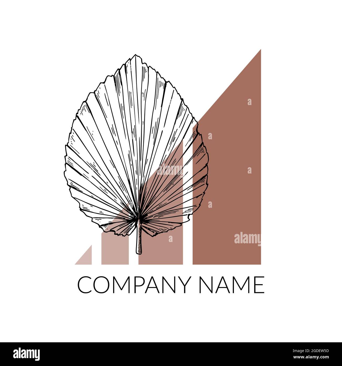 Logo moderno e contemporaneo con elementi in pianta disegnati a mano. Illustrazione vettoriale Illustrazione Vettoriale