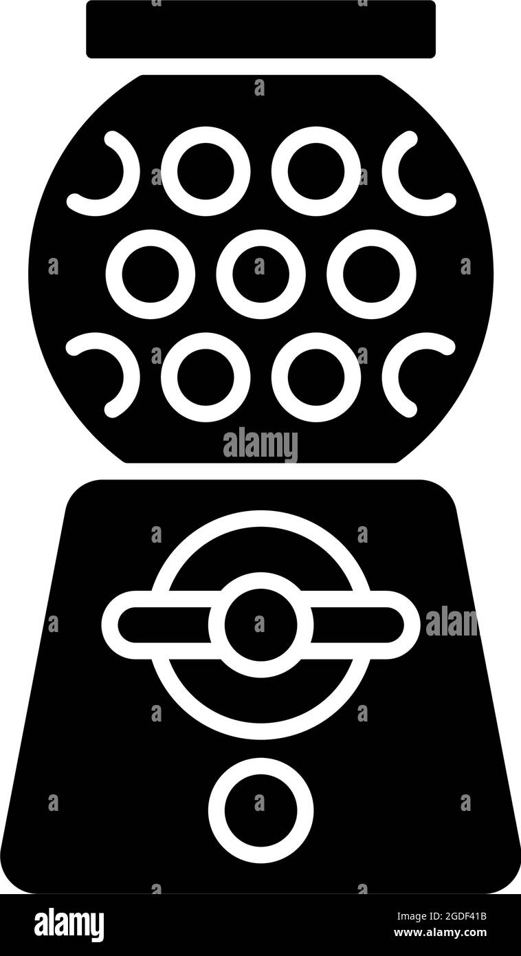 Icona glifo nero della macchina della gumball Illustrazione Vettoriale