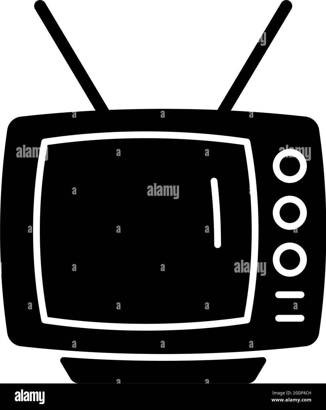Icona di glifo nero della televisione di vecchio stile Illustrazione Vettoriale