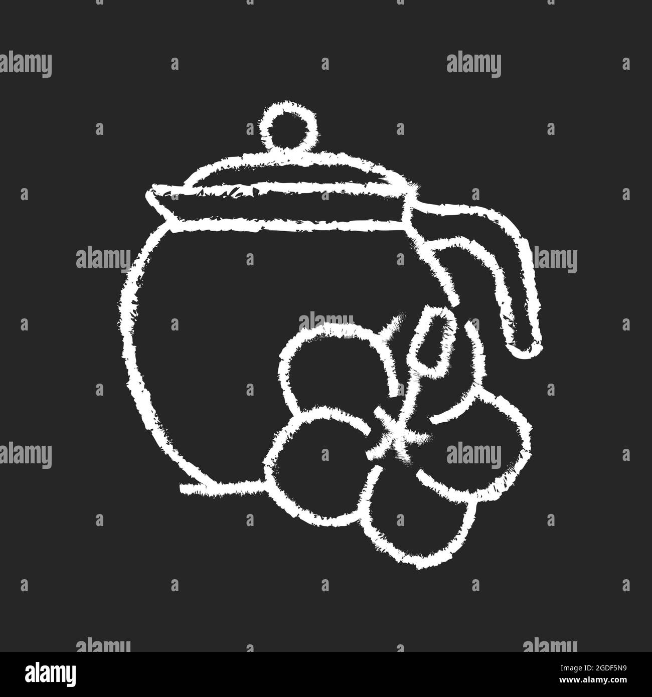 Hibiscus tè gesso bianco icona su sfondo scuro Illustrazione Vettoriale