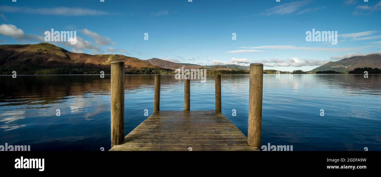 Ashness Jetty a Derwentwater nel Lake District inglese Foto Stock