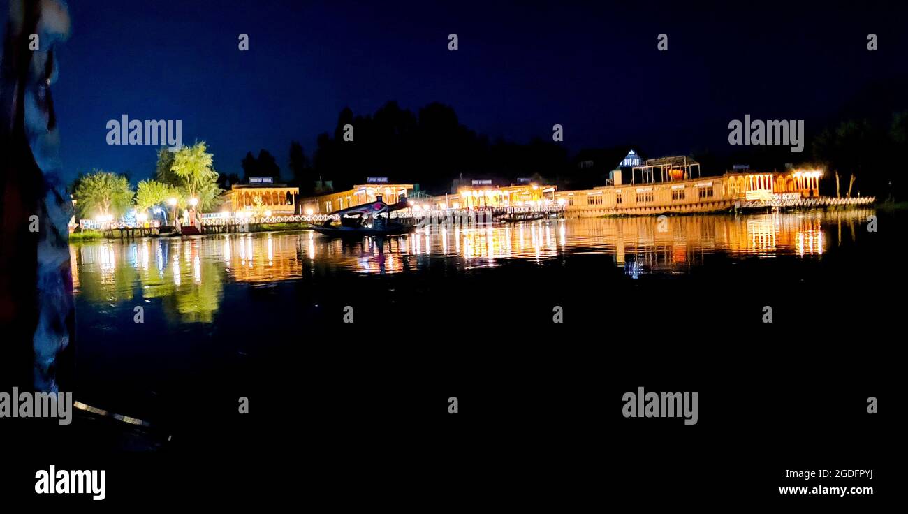 Notte stellata in India Kashmir dal Lago Foto Stock