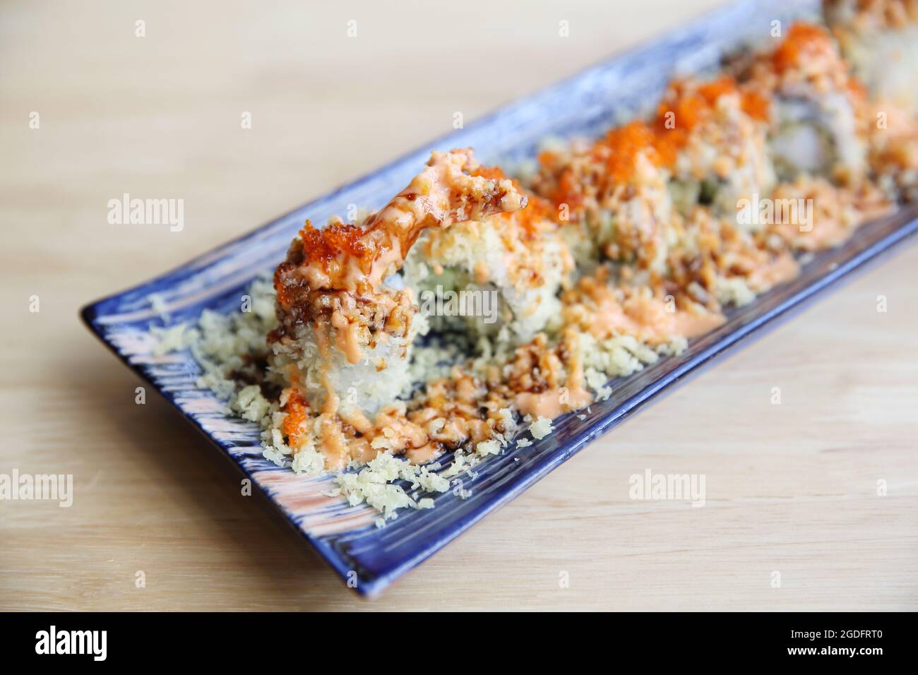 Gamberi tempura Maki Sushi cibo giapponese Foto Stock