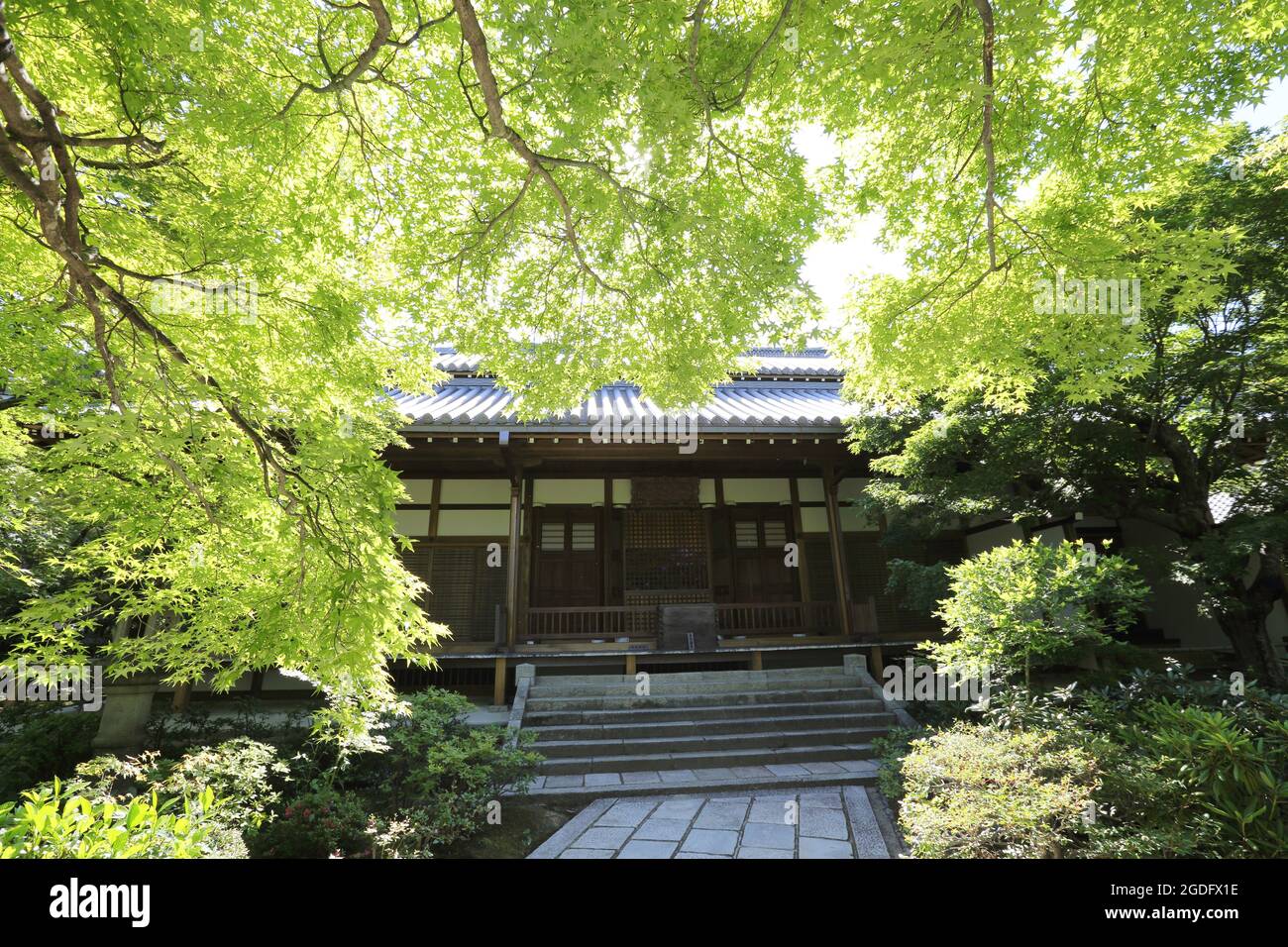 Tempio giapponese in giardino Foto Stock