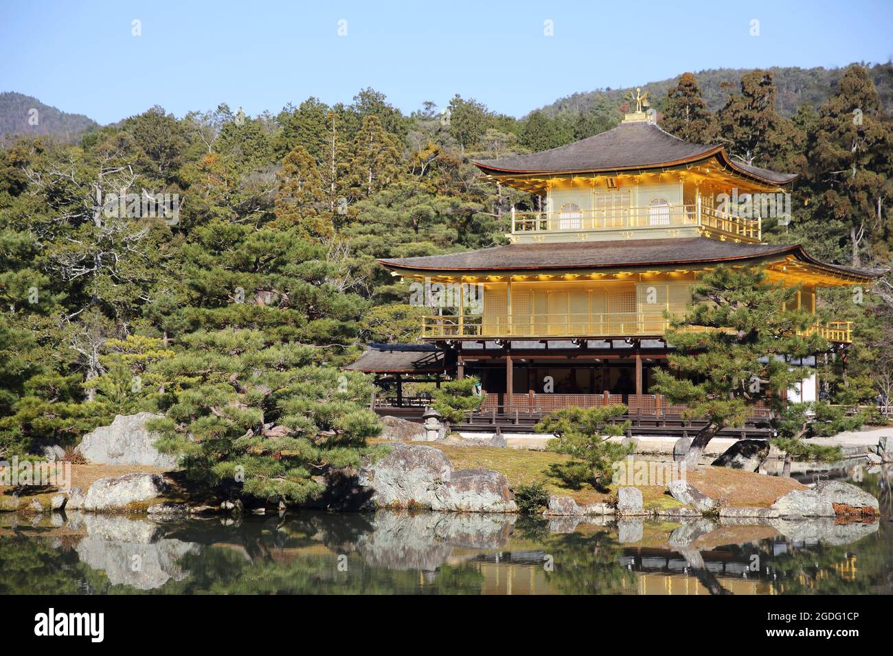 Kinkakuji Temple (il Padiglione Dorato) a Kyoto, Giappone Foto Stock