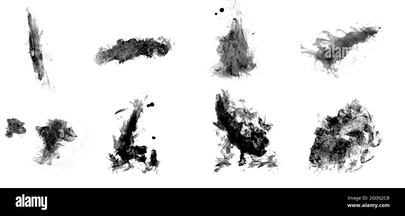 Texture grunge vernice. Spazzola isolata per la verniciatura. Set di bellissime spazzole Foto Stock