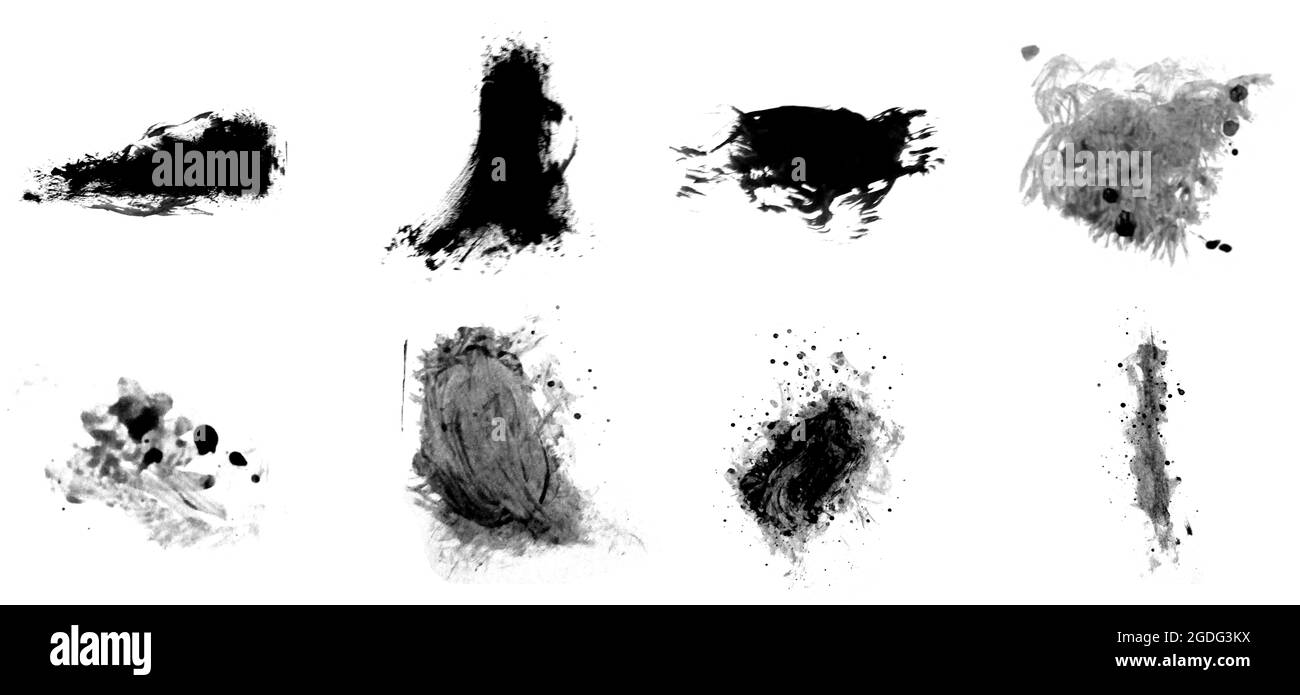 Texture grunge vernice. Spazzola isolata per la verniciatura. Set di bellissime spazzole Foto Stock