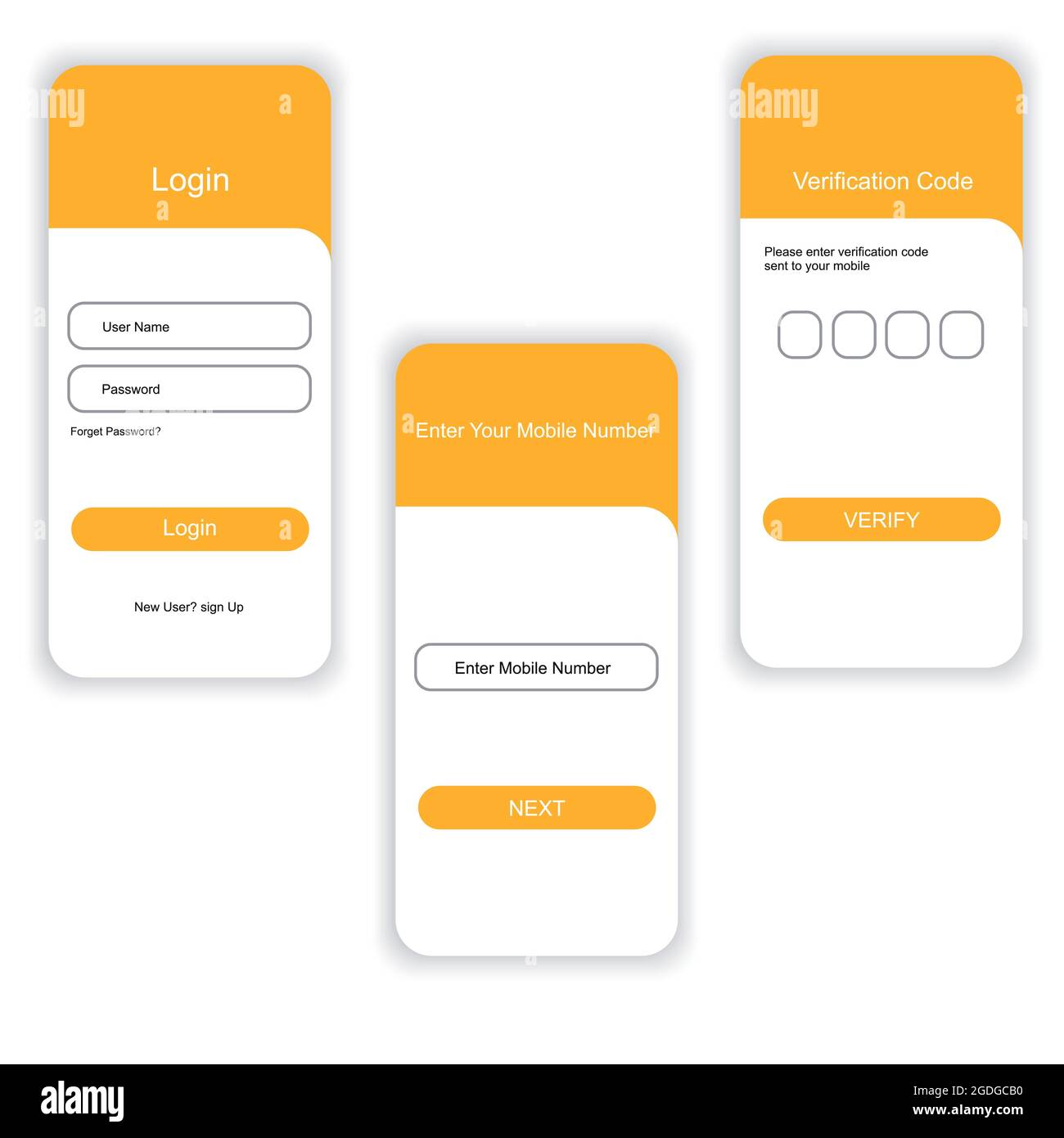 Il processo di controllo del codice tramite numero di telefono. Autorizzazione. Progetto di autorizzazione. Progettazione UI UX Illustrazione Vettoriale