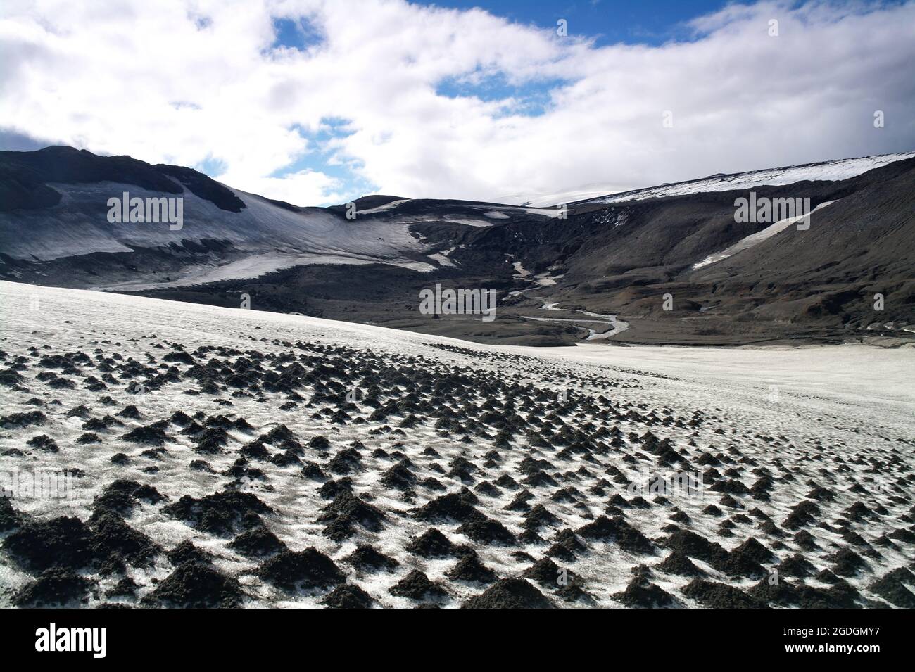 Escursione a Fimmvörðuháls - attraversando l'altopiano vulcanico Foto Stock