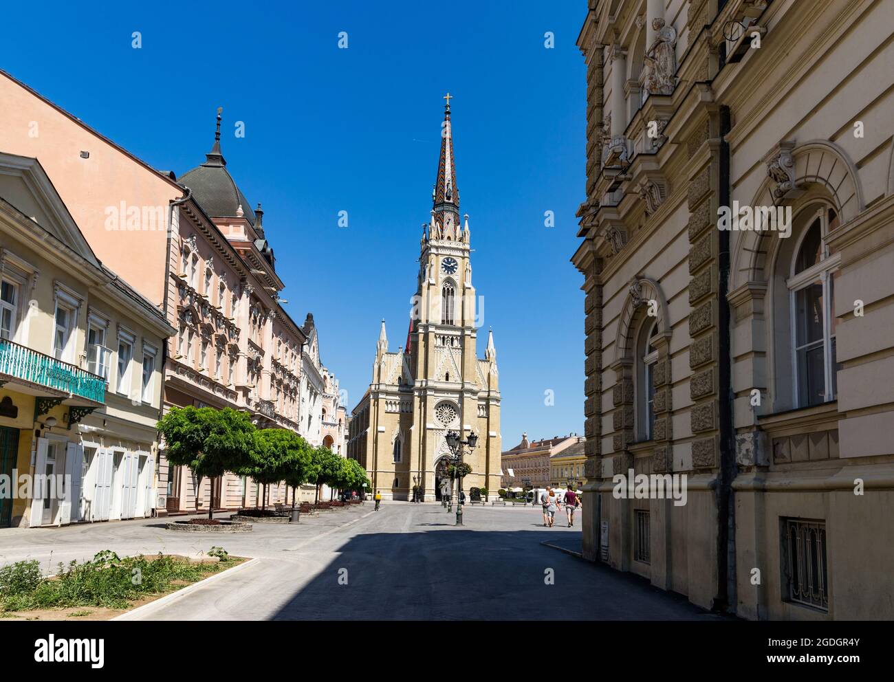 Novi Sad piazza e architettura vista strada, Vojvodina regione. Serbia. Foto Stock