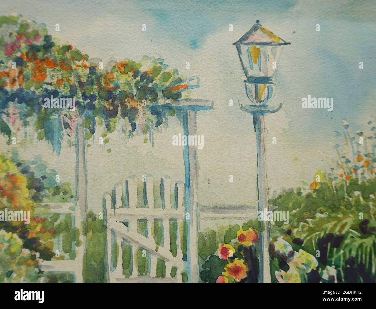 Arte acquerello pittura fiore disegno sfondo dalla thailandia Foto Stock