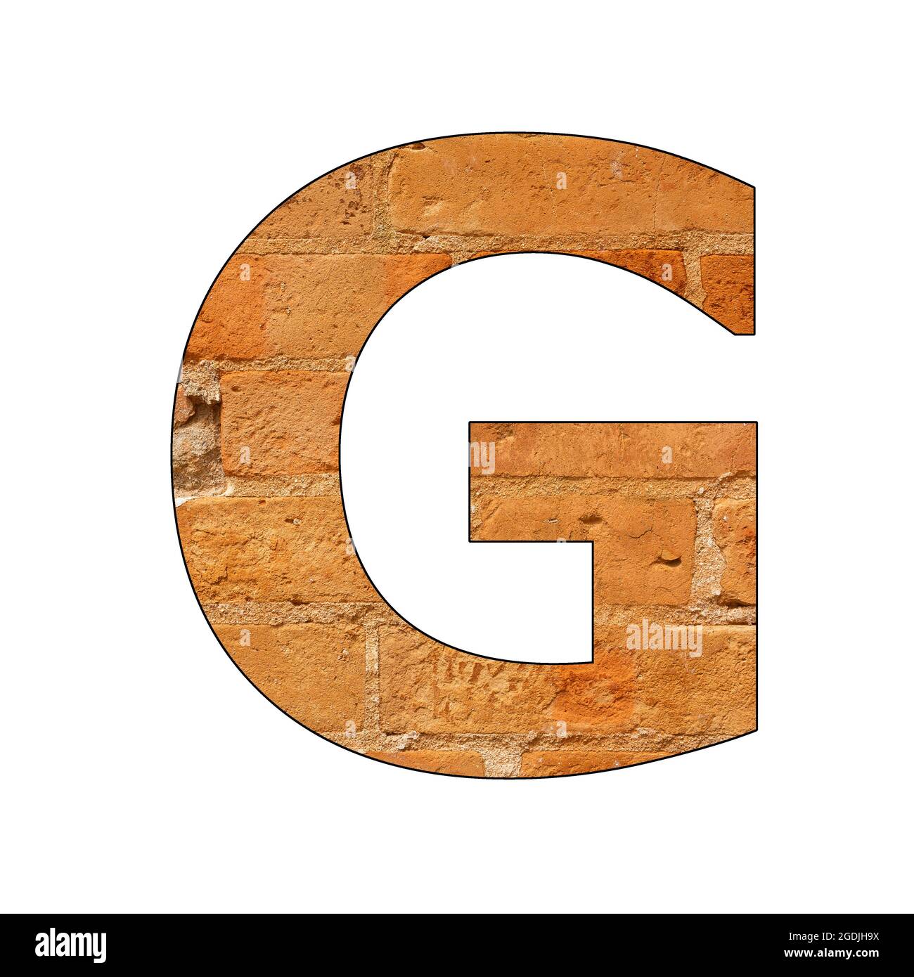 Lettera maiuscola dell'alfabeto G - carattere sulla trama del mattone Foto Stock