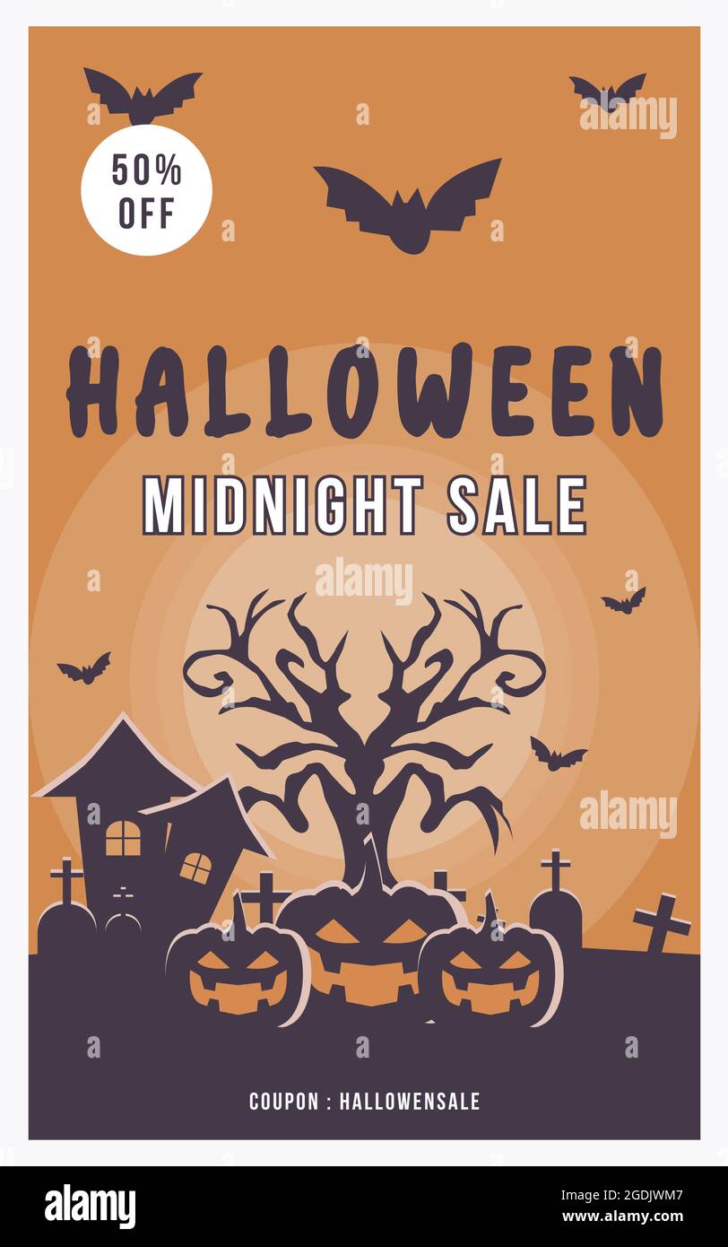 immagine vettoriale banner vendita di mezzanotte di halloween Illustrazione Vettoriale
