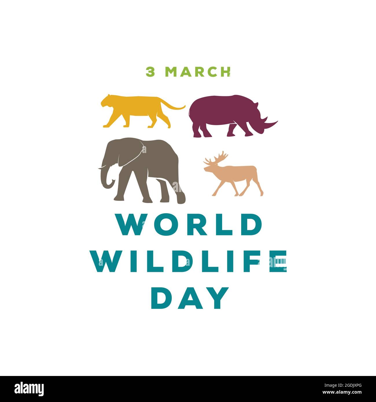 modello di design minimalista giornata mondiale della fauna selvatica Illustrazione Vettoriale