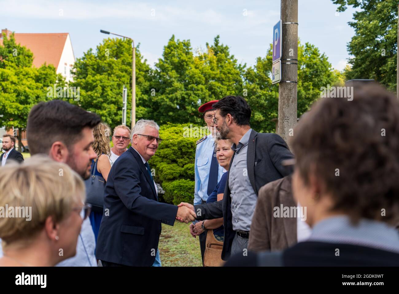 Bernd Lange, Harald Prause-Kosubek, em 13. Agosto 2021 wird an den Beginn des Baus der Berliner Mauer und die vollständige Schließung der innerdeutsch Foto Stock