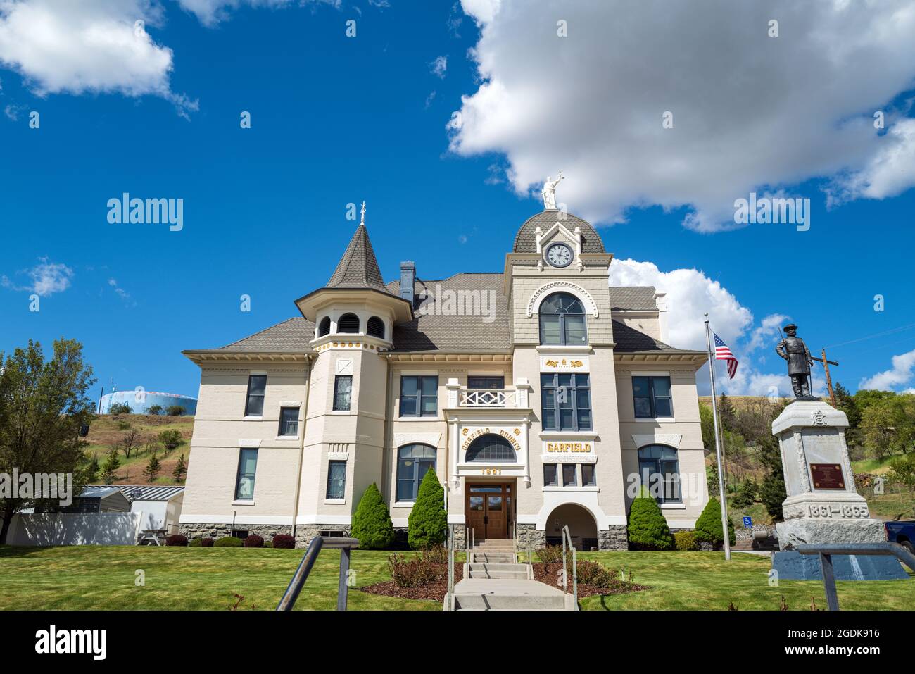 La parte anteriore del tribunale della contea di Garfield a Pomeroy, Washington, Stati Uniti Foto Stock