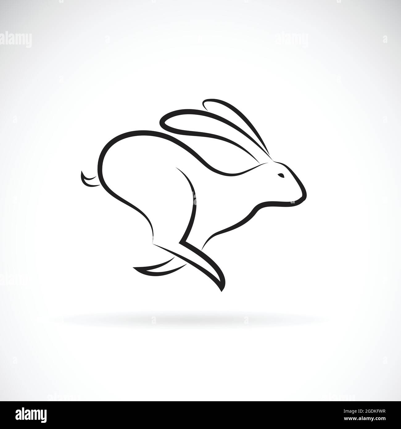 Vettore di coniglio è in esecuzione su sfondo bianco. Animali selvatici. Coniglietto nero. Illustrazione vettoriale a livelli facilmente modificabile. Illustrazione Vettoriale