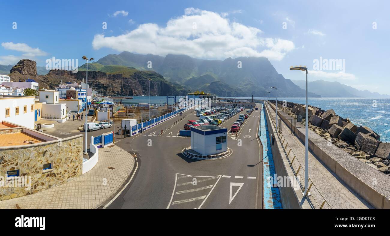 Paesaggio con Puerto de las Nieves, Gran Canaria isola, Spagna Foto Stock