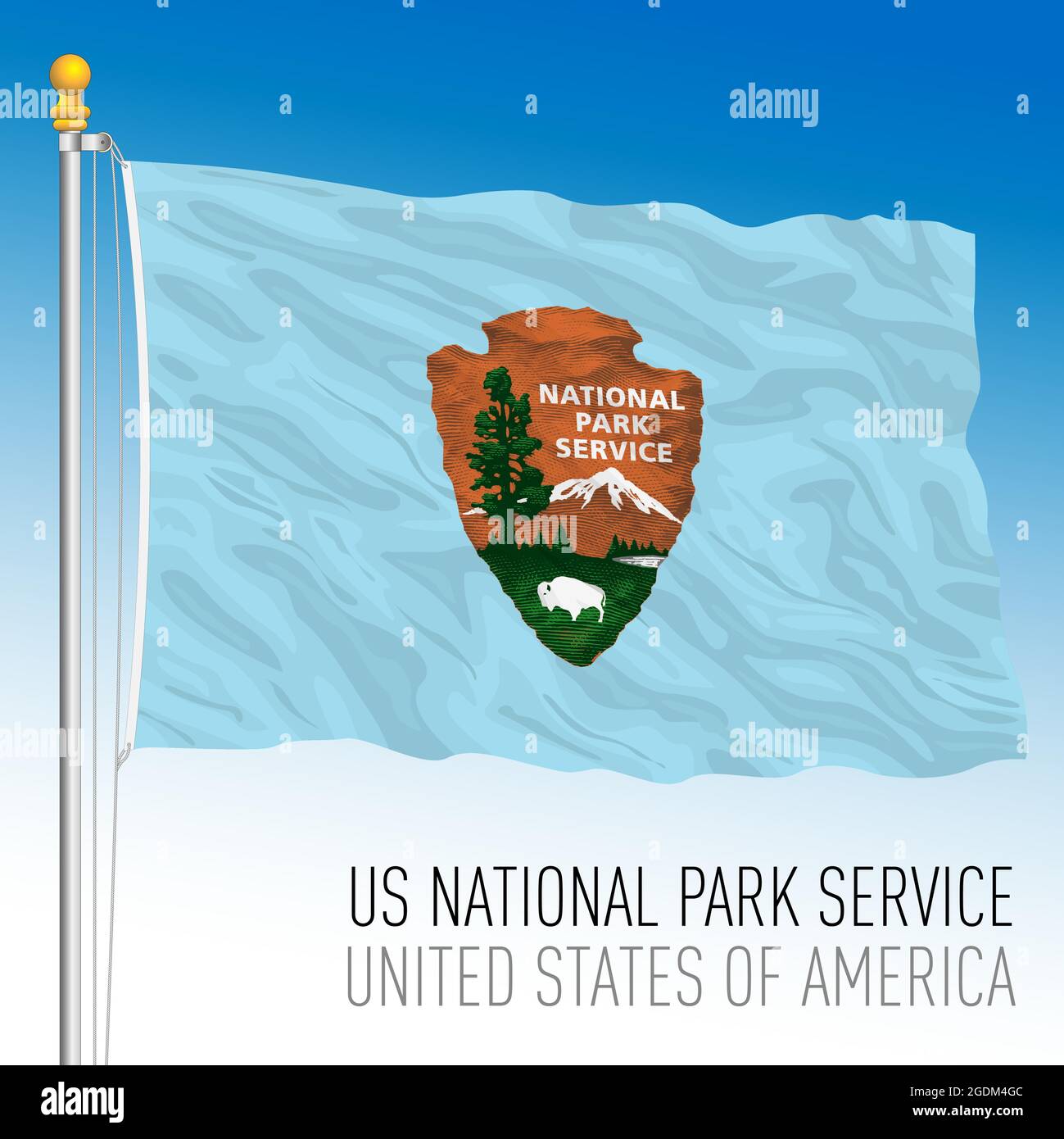 BANDIERA US National Park Service, Stati Uniti d'America, illustrazione vettoriale Illustrazione Vettoriale