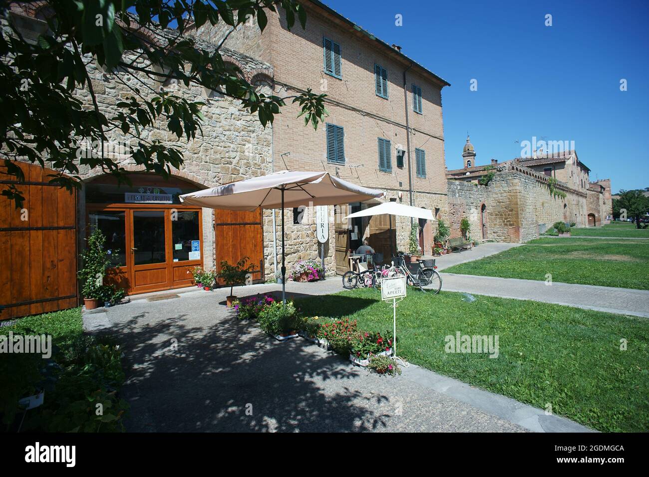 Macelleria nel borgo di Buonconvento, vicino Montalcino, provincia di Siena, Toscana, Italia Foto Stock
