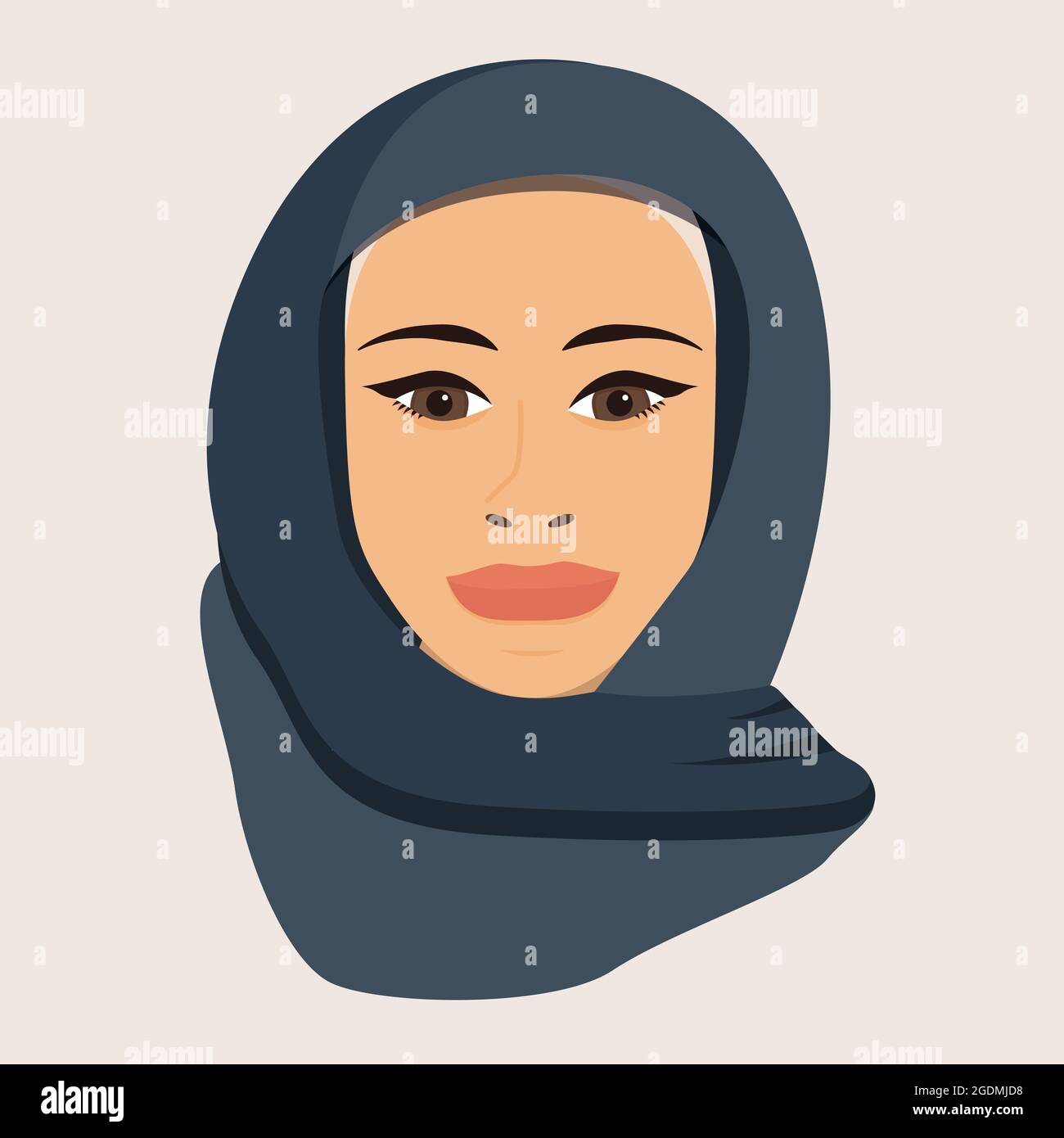 Ritratto di una donna musulmana a Hijab. Illustrazione vettoriale. Illustrazione Vettoriale
