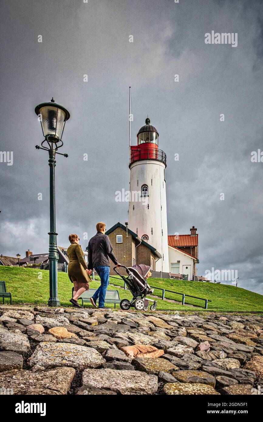 I Paesi Bassi, Urk, faro del villaggio di fisher, che era un'isola nel Zuiderzee prima che entrasse a far parte del Flevopolder nel 1939. Conser Foto Stock