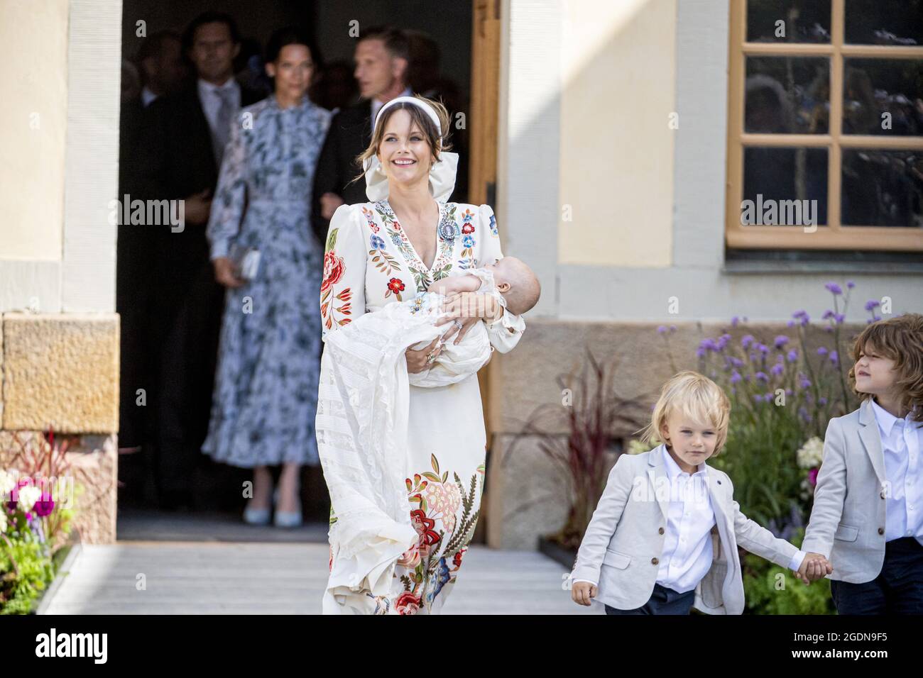 Stoccolma, Svezia. 14 agosto 2021. 2021-08-14 Prins Julian battesimo dalla Cappella del Palazzo Drottningholm fuori Stoccolma. Johan Valkonen/Stella Pictures Credit: Abaca Press/Alamy Live News Foto Stock