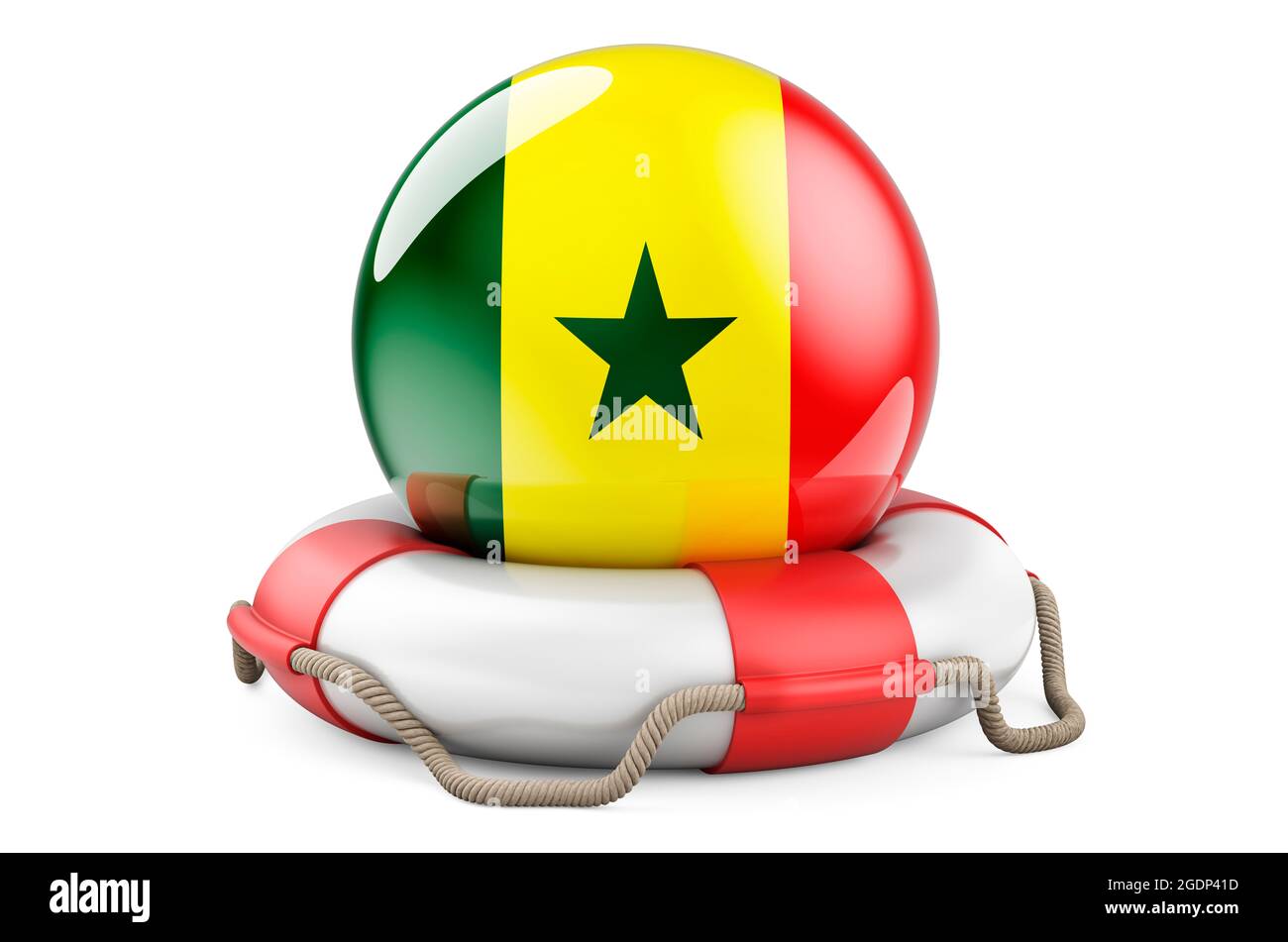 Cintura di sicurezza con bandiera senegalese. Sicurezza, aiuto e protezione  del concetto Senegal. Rendering 3D isolato su sfondo bianco Foto stock -  Alamy
