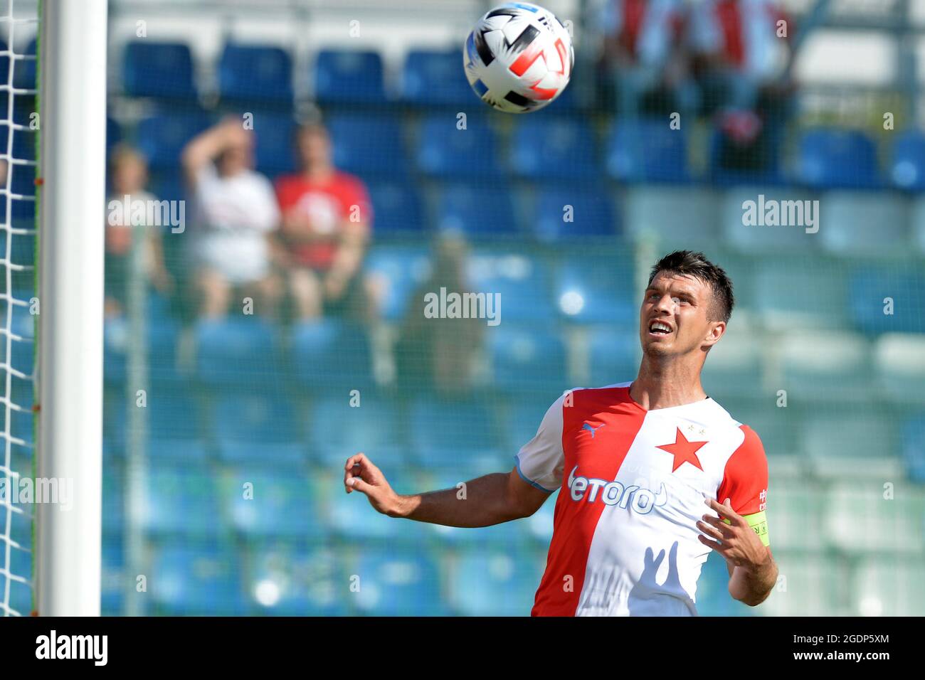 Mlada Boleslav, Repubblica Ceca. 14 agosto 2021. Il capitano DELLA Slavia  ONDREJ KUDELA durante una partita di calcio tra FK Mlada Boleslav e SK  Slavia Praha nello stadio cittadino di Mlada Boleslav,