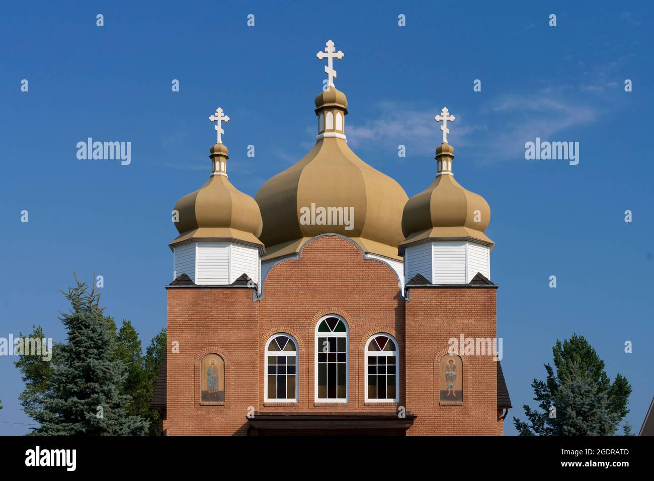 La chiesa ortodossa Ucraina di San Giorgio a Dauphin, Manitoba, Canada. Foto Stock