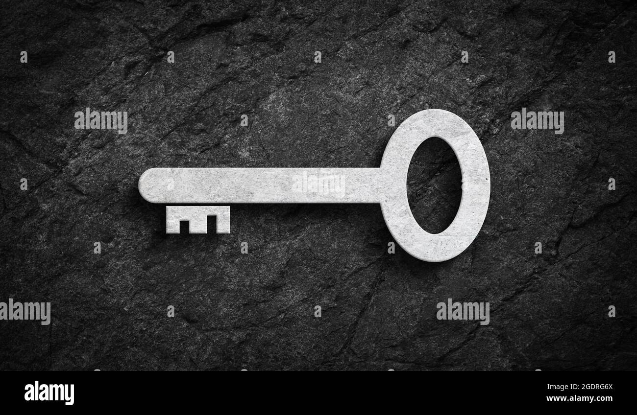 Simbolo chiave classico sfondo pietra muro Foto Stock