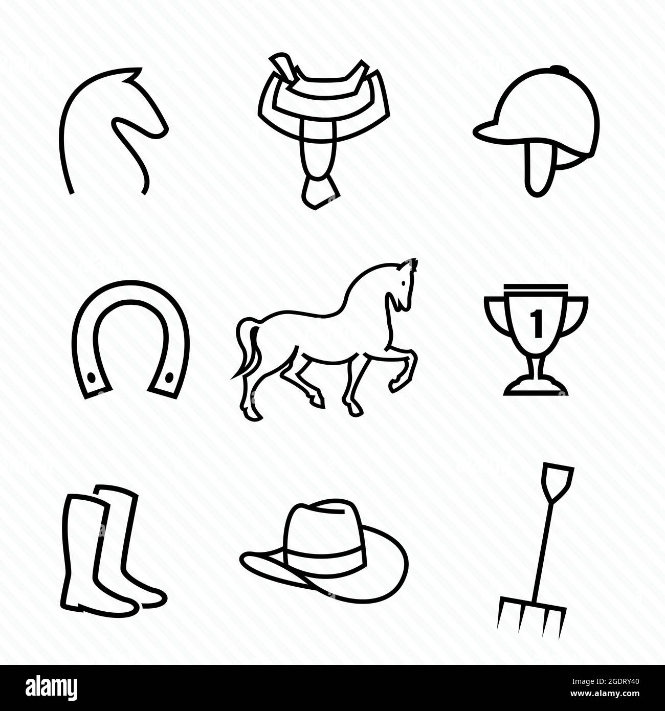 Set di icone di attrezzature vettoriali su sfondo bianco. Illustrazione vettoriale a livelli facilmente modificabile. Illustrazione Vettoriale